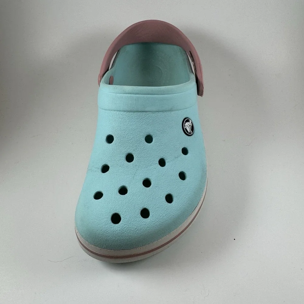 Crocs Crocband Ice Blue Pink White Womens 6 Men's 4 Pre Owned